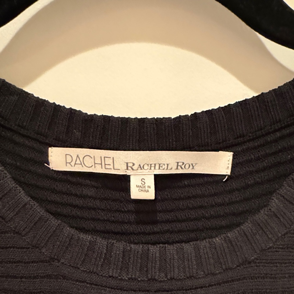 NWOT RACHEL Rachel Roy Ribbed Black Top - Picture 2 of 4